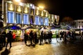 Yaroslavl, Soviet square / 01.07.2020 - Evening Christmas festivities in Yaroslavl on the Soviet square. View at the building of t