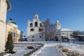 Belfry and Church of the Caves Mother of God in Spaso-Preobrazhensky monastery in Yaroslavl city, Russia