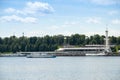 Yaroslavl, Volga embankment, view from the river; historic buildings; Church of St. Nicholas nadeina - the first stone Church in