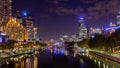 Yarra River and Melbourne city at night Royalty Free Stock Photo