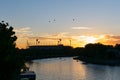 The Yarra River and Melbourne Cricket Ground (MCG) at sunrise Royalty Free Stock Photo