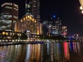 Yarra river night view Melbourne city lights