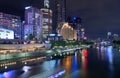 Yarra river reflections Melbourne CBD at night Royalty Free Stock Photo