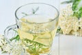 Yarrow medicinal tea in glass cup