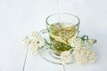 Yarrow medicinal tea in glass cup