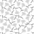 Yarrow seamless pattern monochrome nature medical plant background