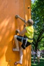 Yarych street Fest 2015. Children compete in climbing on an inflatable hill climbing to the top