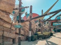 Yas Waterworld theme park at the Yas Island in Abu Dhabi - Yas Waterworld aquapark in Abu Dhabi - UAE attractions Royalty Free Stock Photo