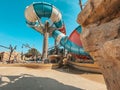 Yas Waterworld theme park at the Yas Island in Abu Dhabi - Yas Waterworld aquapark in Abu Dhabi - UAE attractions Royalty Free Stock Photo