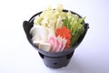 Yasai Nabe in metal hot pot isolated on white background Royalty Free Stock Photo