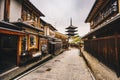 Yasaka Pagoda and Sannen Zaka Street in Kyoto old city in Higas