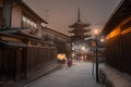 Yasaka Pagoda and Sannen Zaka Street in the Nigth, Kyoto Royalty Free Stock Photo