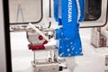 Yaskawa industrial robot hands in manufacturing industry on exhibition Cebit 2017 in Hannover Messe, Germany