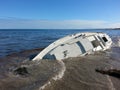 Yatch boat beached ship wrecked sunk Royalty Free Stock Photo