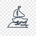 Yatch concept vector linear icon isolated on transparent background, Yatch concept transparency logo in outline style
