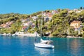 Yatch in the harbor of a small town Splitska - Croatia, island Brac