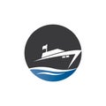 Yatch logo vector design on the sea illustration Royalty Free Stock Photo