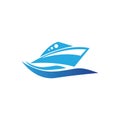 Yatch logo vector design on the sea illustration Royalty Free Stock Photo