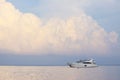 Yatching boat and white cloud and quiet sea Royalty Free Stock Photo