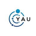 YAU letter technology logo design on white background. YAU creative initials letter IT logo concept. YAU letter design