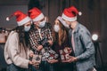 Yaung man with disability with amputated hands celebrates Christmas with friends