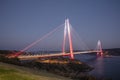 Yavuz Sultan Selim Bridge night exposure, ÃÂ°stanbul, Turkey. Yavuz Sultan Selim Bridge in Istanbul, Turkey. 3rd Bosphorus Bridge Royalty Free Stock Photo