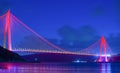 Yavuz Sultan Selim Bridge in night time. Royalty Free Stock Photo