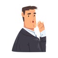 Yawning Businessman, Office Worker Character in Formal Style Clothes, Business Avatar Cartoon Style Vector Illustration