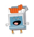 Yawning Cigaretes pack cartoon Royalty Free Stock Photo