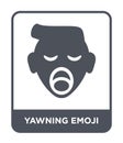 yawning emoji icon in trendy design style. yawning emoji icon isolated on white background. yawning emoji vector icon simple and