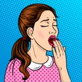 Yawning girl pop art style vector illustration