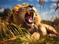 Yawning lion Royalty Free Stock Photo