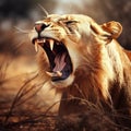 Yawning lioness Made With Generative AI illustration