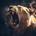 Yawning lioness Made With Generative AI illustration