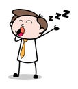Yawning - Office Businessman Employee Cartoon Vector Illustration