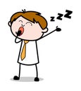 Yawning - Office Salesman Employee Cartoon Vector Illustration