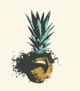 A yawning pineapple character with an open mouth