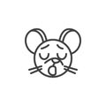 Yawning rat emoticon line icon