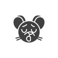 Yawning rat emoticon vector icon