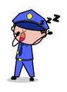 Yawning - Retro Cop Policeman Vector Illustration Royalty Free Stock Photo