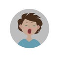Yawning smiley. Bored emoticon. Indifferent emoji. Sleepy expression. Royalty Free Stock Photo