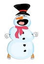 Yawning snowman cartoon