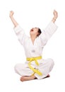 Yawning after taekwondo training Royalty Free Stock Photo