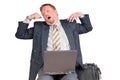 Yawning traveling businessman Royalty Free Stock Photo