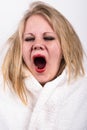 Yawning very tired young woman Royalty Free Stock Photo