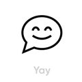 Yay Message Social Icon. Editable Line Vector.