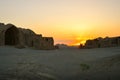 Yazd, Iran - May 2022: Ruins of Zoroastrians Dakhmeh Towers of Silence in Yazd city Royalty Free Stock Photo