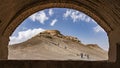 Yazd, Iran - 2019-04-11 - Stairs lead up to top of Tower of Silence where human sacrafice was once practiced as seen