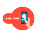 yber crime with locked phone in hand Royalty Free Stock Photo