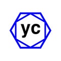 YC hexagon typography monogram. YC lettering icon